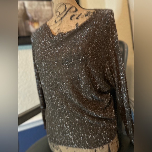 Gigi Modal ALIOCHA SPARKLE LIGHT KNIT Chocolate 3/4 Sleeve Dressy Top OS - Picture 8 of 15